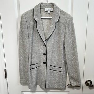 St. John Collection Silver Blazer with Black Trim